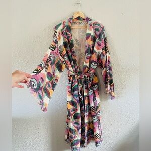 Etsy Boutique Kimono Robe w/ Abstract Face Print